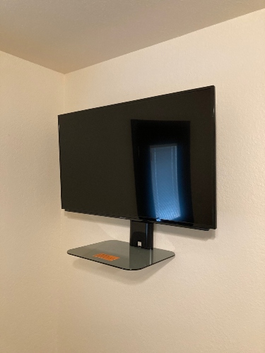 TV mount with shelf installation